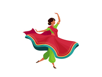 Woman in flowing sari flat color vector faceless character preview picture