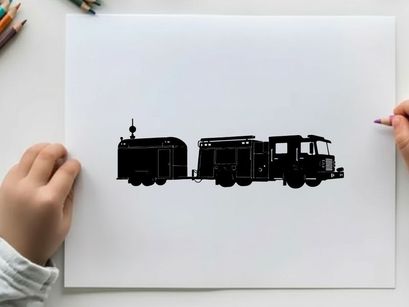 Silhouette of a large truck with trailer