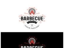 Simple Barbecue Vintage hot grill, with crossed flames and spatula. Logo for restaurant, badge, cafe and bar.vector