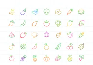 Colorful Fruit & Vegetable Icons