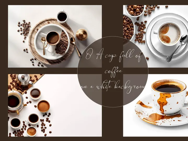 A cup full of coffee on a white background