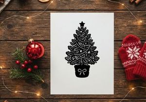 Decorative Christmas Tree with Star Topper and Gift Box