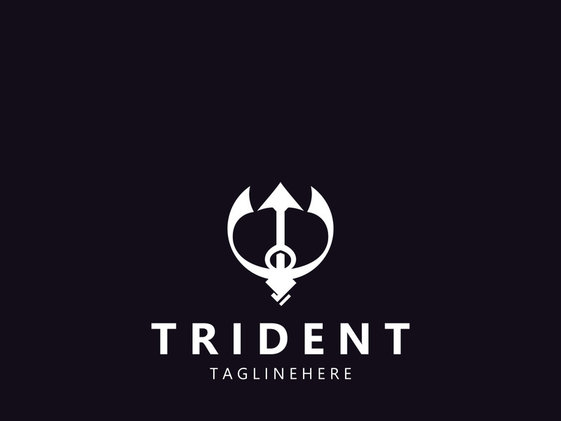 Trident Poseidon Logo, Spear Simple Vintage Template Design