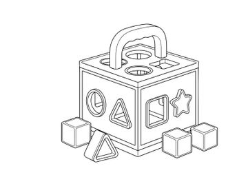 Wooden shape sorter toy with geometric shapes vector illustration preview picture