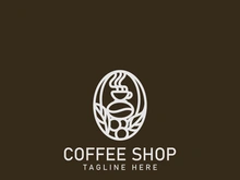 Coffee Shop logo minimalist and simple hipster with cup outline vintage style