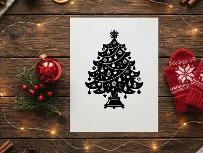 Decorative Christmas Tree with Ornaments and Star Topper