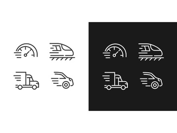Fast transport pixel perfect linear icons set preview picture