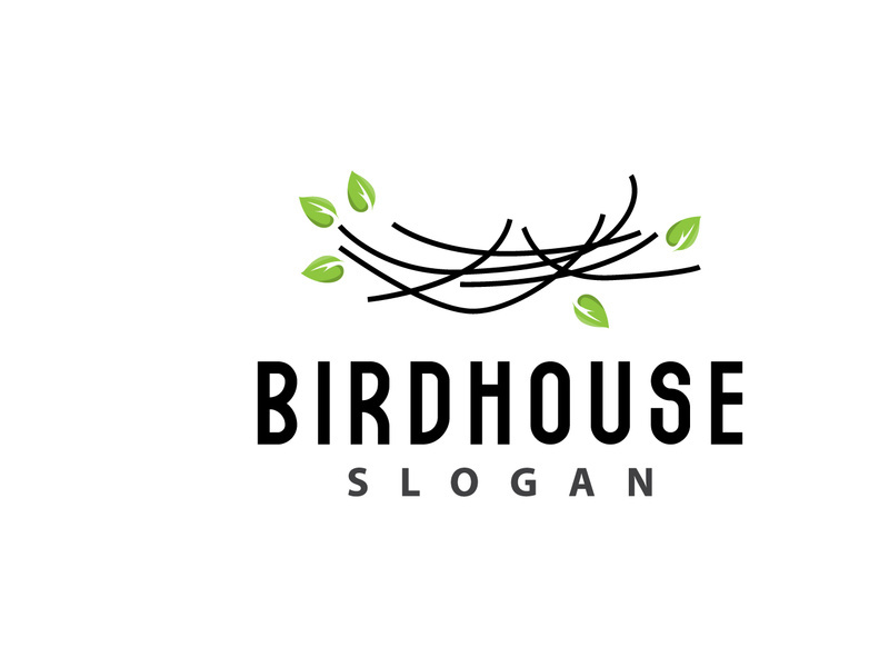 Bird Nest Logo, Bird House Shelter Vector