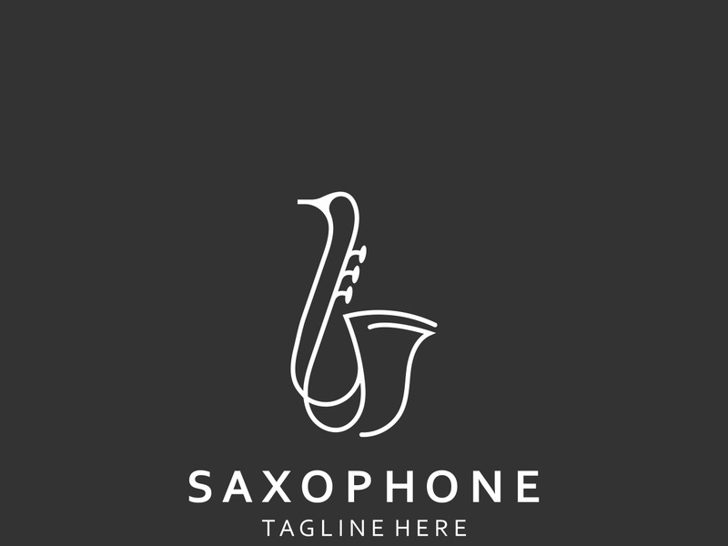 Saxophone music logo design simple modern and minimalist illustration