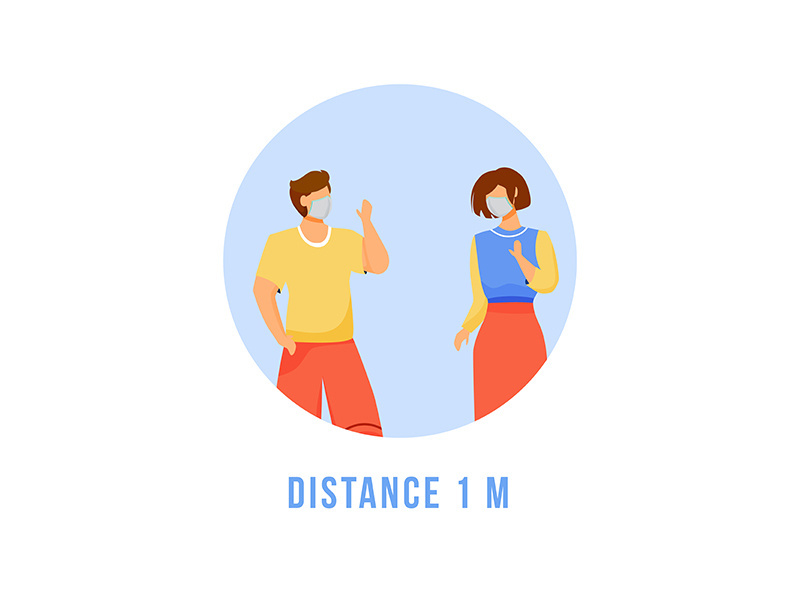 Keep distance 1 meter flat detailed icon