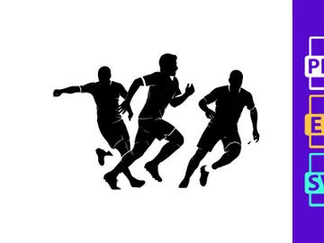 Three male athletes running in a dynamic sprinting motion preview picture