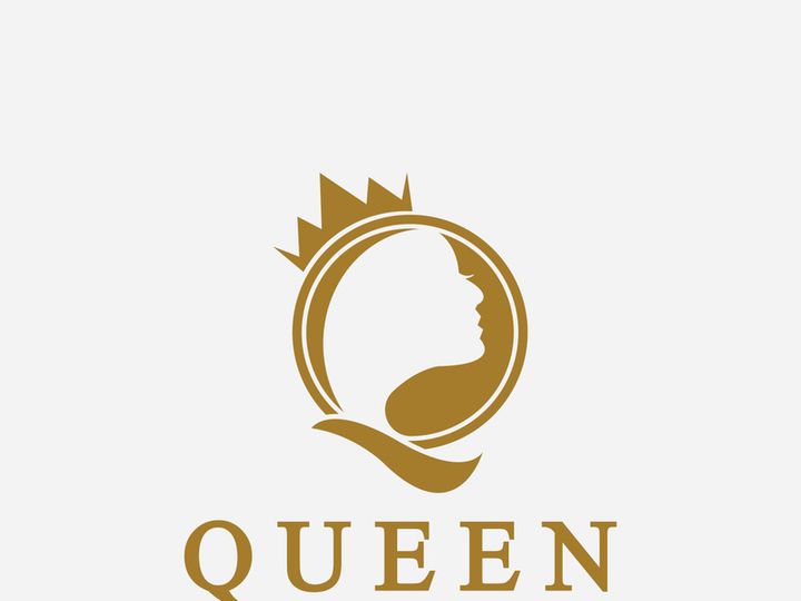 Beautiful face queen icon logo.for queen logo.Beauty woman hair salon golden logo. cosmetic, skin care business logo