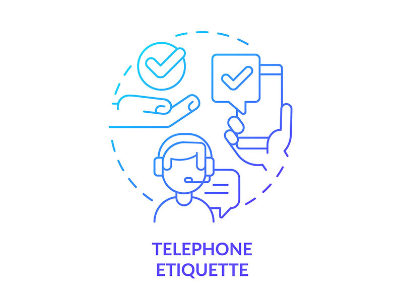 Telephone etiquette blue gradient concept icon