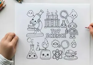 Cute toy science lab vector illustration flat design