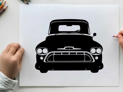 Vintage car silhouette with chrome accents and round headlights