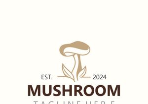 Mushroom botanical logo modern and simple stamp style. nature or food template
