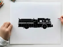 Silhouette of a fire truck vehicle emergency response