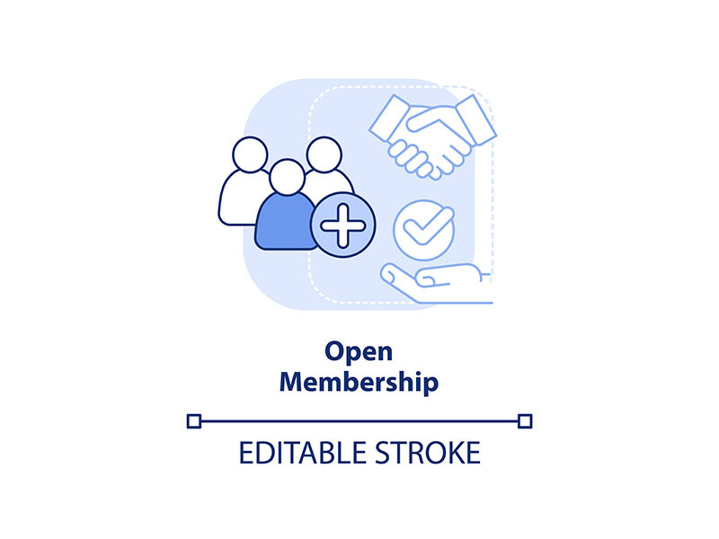 Open membership light blue concept icon