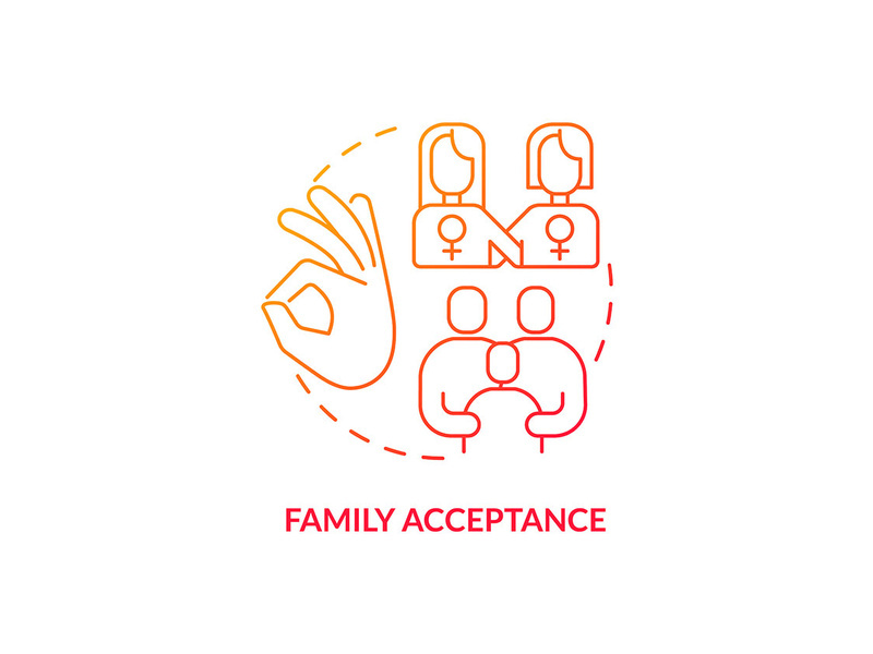Family acceptance red gradient concept icon