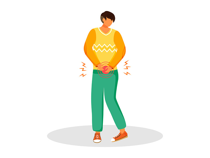 Urgent urination flat color vector faceless character