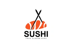 Sushi Logo, Japanese Food Sushi Seafood Vector