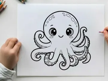 Cute cartoon octopus smiling vector illustration flat design preview picture