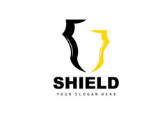 Shield Logo, Safe And Strong Security Vector, Design, Protection Simple Style, Template Brand Icon