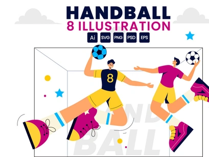 8 Handball Sports Illustration