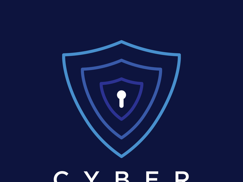 Creative design of technology digital cyber security logo with modern shield and key protection concept. Logo for business, digital and technology.