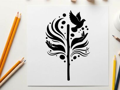 abanico de plumas de pavo real con ilustración vectorial de ave
