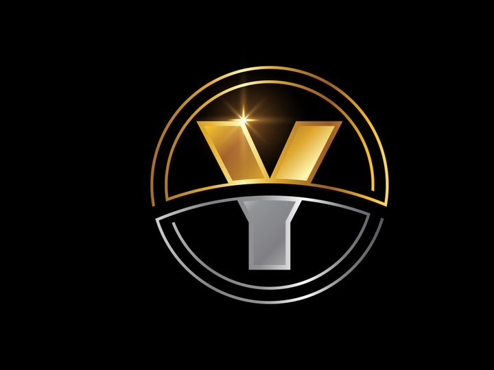Initial English alphabet with circle frame. Golden and silver color alphabet symbol for corporate business identity