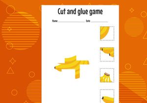 10 Pages Cut and glue game for kids with fruits. Cutting practice for preschoolers. Education page