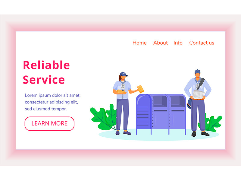 Reliable service landing page vector template