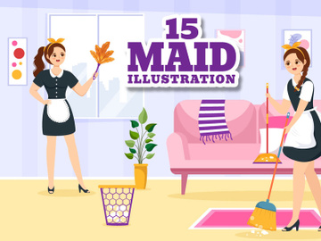 15 Professional Girl Maid Illustration preview picture