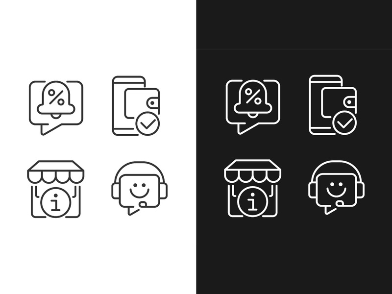 Shop website interface pixel perfect linear icons set