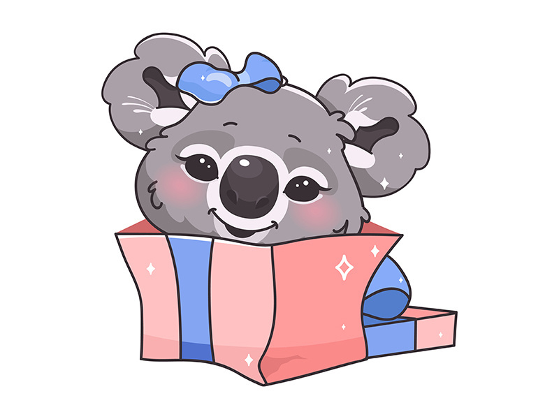 Cute koala kawaii cartoon vector character