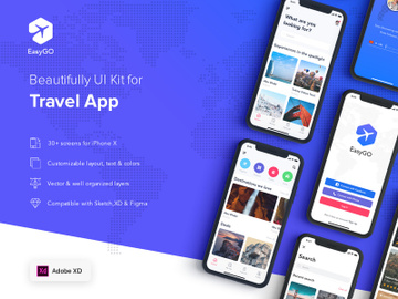 EasyGo - Travel App UI Kit for ADOBE XD preview picture