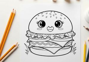 Cute burger character smiling vector illustration flat design