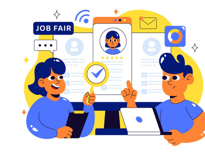 10 Online Job Fair Illustration