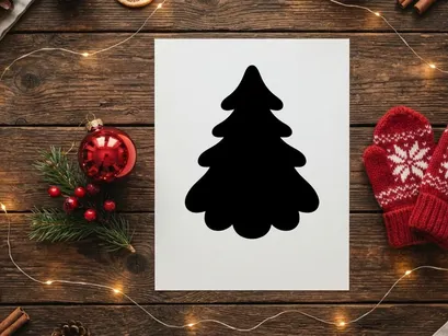 Silhouette of Christmas Tree for Holiday Celebration and Festive Decor
