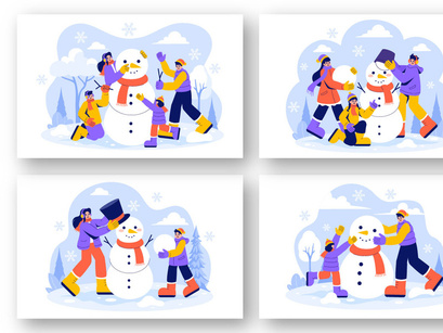 8 Making a Snowman Illustration