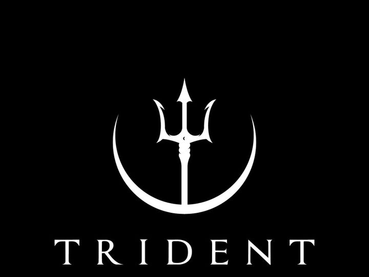 Retro vintage poseidon trident logo design.