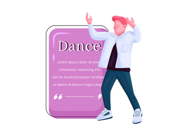 Male stylish dancer flat color vector character quote preview picture