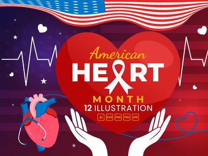 12 February is American Heart Month Illustration