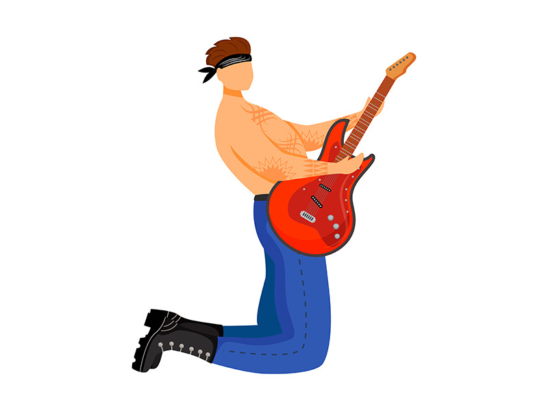 Guitarist flat color vector illustration