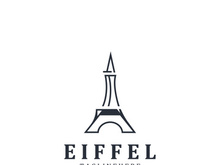 Tower Paris france Black Silhouette logo design template Illustration