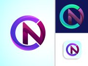 Initial letter CN. Awesome professional logo design template. Vector letter gradient color logo