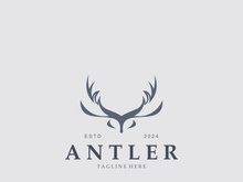 Deer antler logo for hunting and adventure community in nature simple and elegant symbol