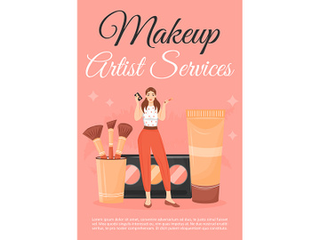 Makeup artist service poster flat vector template preview picture