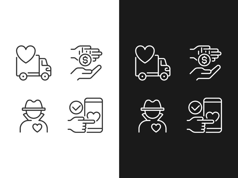 Public charity pixel perfect linear icons set